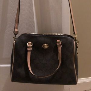 Brown Coach monogram crossbody purse